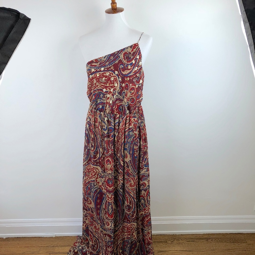 NWT Haute Hippie One Shoulder Maxi Dress, sz Large